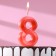 Candle in the Cake "Fine", number "8", red metallic, 6.5 cm