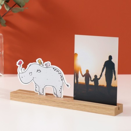 Photo frame wood, acrylic 10x15 cm "rhino with birds" 4x27.3x14 cm-1
