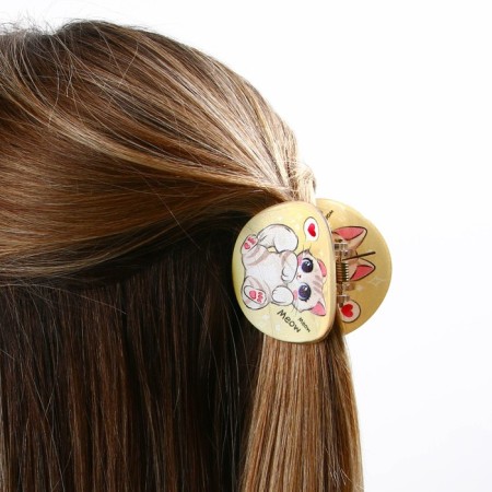 Hair crab, hair clips, beige color, 5 x 5 x 3.5 cm-7
