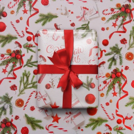 Glossy packaging paper “Happy New Year”, 70 x 100 cm, New Year-1