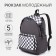School backpack from textiles, 5 pockets, gray color