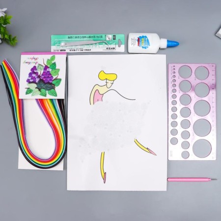 Quilling set (PVA glue, tool, ruler, 120 strips 54x0.5 cm) mix 30x21 cm