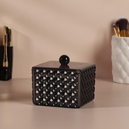 Organizer for storage "Black Secret", with a lid, 9.5 × 9.5 × 7 cm, black color black-3