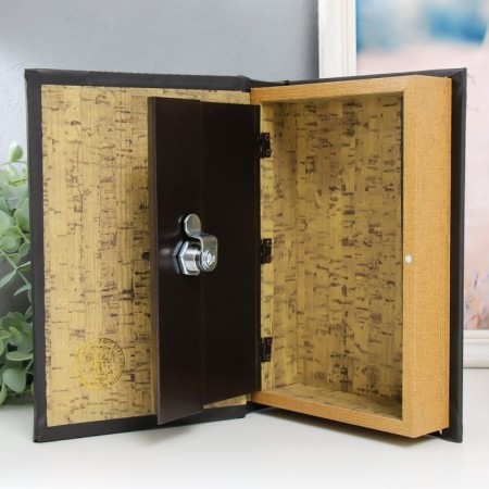 Safe-book wood to leatherette, mirror "Geometry" 24x16x5 cm-3