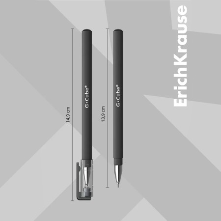 Gel handle Erich Krause G-Cube, Fine Tip 0.5 mm node, black ink, with Soft Touch coating with a square section of the case, letter length 500 meters-4