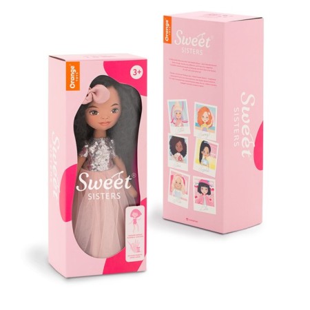 Soft doll "Tina in a pink dress with sequins", 32 cm-1