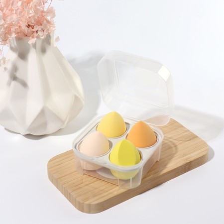 Makeup sponge, set - 4 pcs, increase when getting wet, yellow color-6