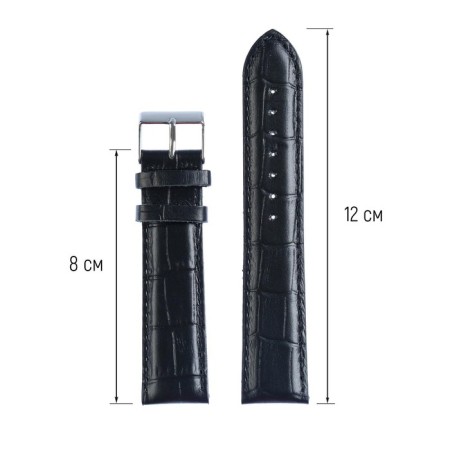 Watch strap, male, 22 mm, harness 85 mm, larynx 125 mm, leather, elongated, black-1
