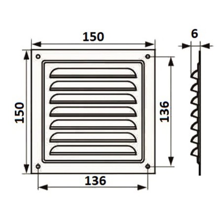 Ventilation grate Zein luxury RM1515Z, 150 x 150 mm, with a grid, metal, gold-6
