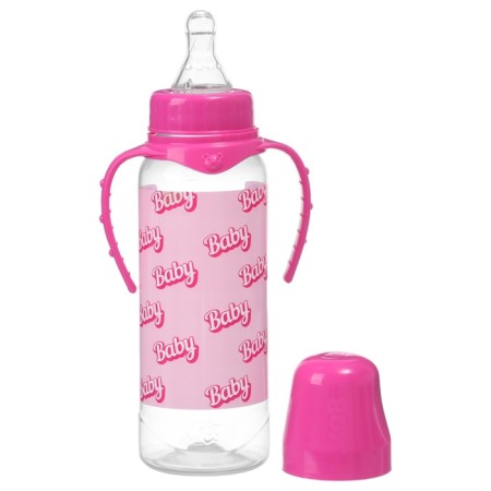 Baby feeding bottle, classic throat, 0 months, 250 ml., Cylinder, with handles-1