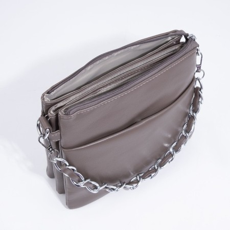 Cross-Bodi bag with zipper, bronze color-6