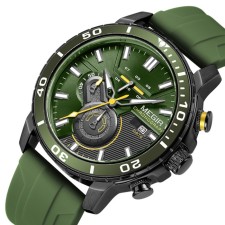 Men's watches, D-4.6 cm, with chronograph, 3 atm, luminous, green