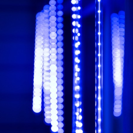 Garland "icicles" 2.5 × 0.5 m, IP65, transparent thread, 288 LED, blue glow with a drain effect, 12 V-2