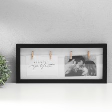 Photo frame wood, glass with clothespins 10x15 cm 