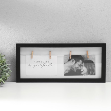 Photo frame wood, glass with clothespins 10x15 cm "locality" black 2.8x42.5x18.5 cm
