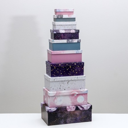 Set of boxes 10 in 1, gift packaging, “Cosmos”, 12 x 7 x 4 - 32.5 x 20 x 12.5 cm-6