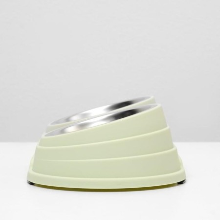 Metal dual bowl on a plastic basis 2 x 160 ml, 28.5 x 15 x 7 cm, green-4