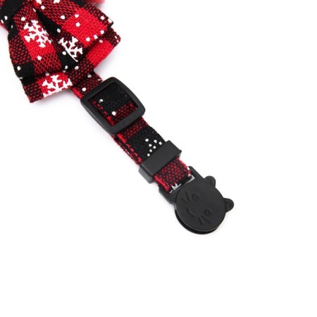 Textile collar with snowflakes and a tambourine, 30 x 1 cm, red-black-6