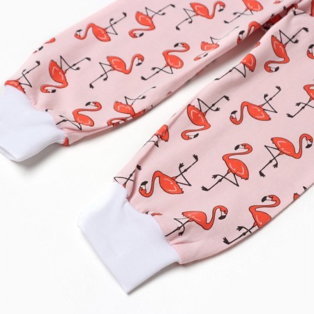 Kit (blouse, pants), peach/flamingos color, height 68 cm-6