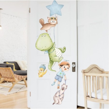 Sticker Plastic Interior Color "Flight with beasts on the ball" set 2 sheets 30x90 cm