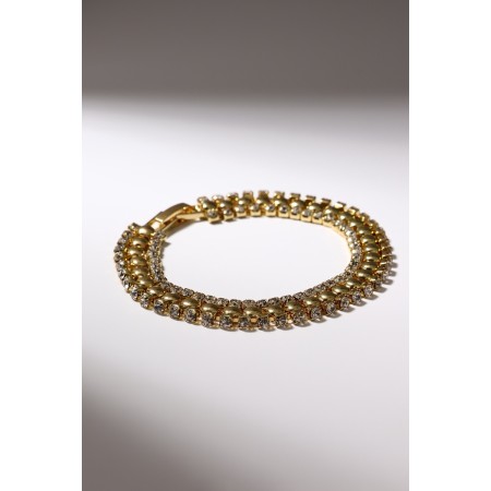 Bracelet with rhinestones "shine" thread in circles, white color in gold, 18 cm-1