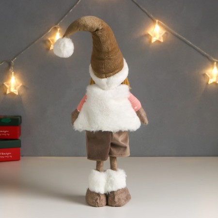 Interior doll "Boy in a white vest and beige cap" 48x10x15 cm-2