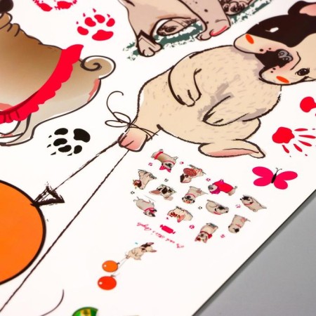 Sticker plastic interior color "pugs" 50x70 cm-2