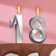Candle in the cake jubilee "line" (set 2 in 1), number 18/81, silver metallic, 6.5 cm