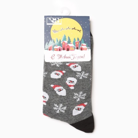 Socks men's snowflakes, cotton, color gray size 40-44-2