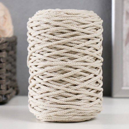 Knitting cord 100% polyester 3mm 100m/200 ± 20g (02-milk)