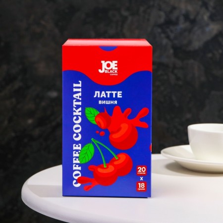 Soluble Coffee drink Joe Black Coffee 3 in 1 "Latte Vishnya", 18 g-1