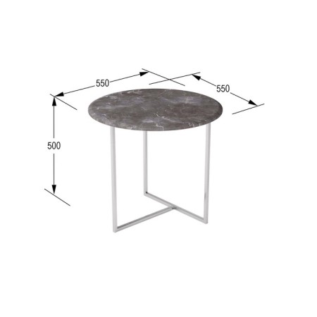 Table Commerce Albano, 550x550x500, gray marble/chrome-1