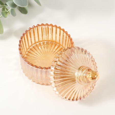 Casket glass "Corpusne and dome" Transparent caramel 6.5x6.5x8.5 cm-1