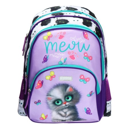 School backpack 38 x 27 x 17, ergonomic back, Devente Attomex Basic, Meow Cat "Sirens 70333438-2