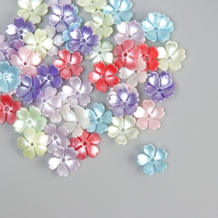 Beads for creativity plastic "Flower" color pearl set 50 pcs 1.5x1.5x0.4 cm-2