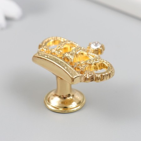Handle for the casket metal "crown" rhinestone, gold 4.5x3.2x2.6 cm-1