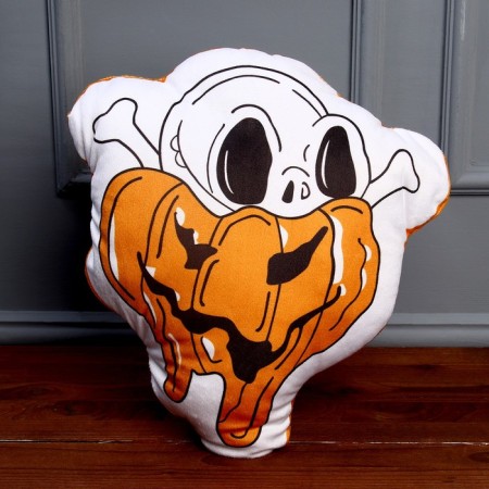 Soft toy "skull" in a pumpkin, white color-2