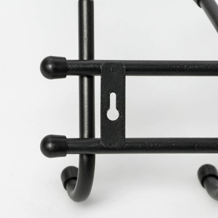Wall hanger with the shelf "Comfort 7", 7 hooks, 61 × 20 × 8 cm, black color-1