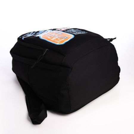 Young backpack from textiles on lightning, 3 pockets, black color-4