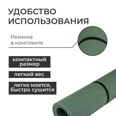 Tourist mat Optima Light, 180x60x0.6 cm, green color-3
