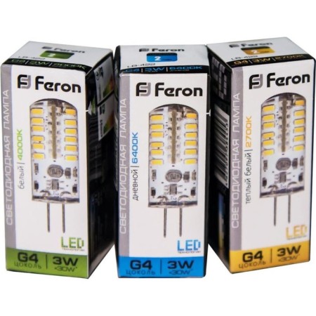 LED LED Feron, G4, 3 W, 12 V, white light-1