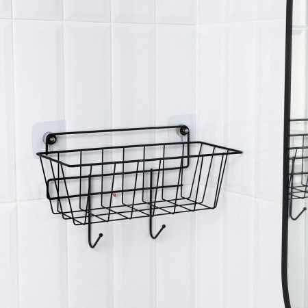 Basket with 2 hooks, 31.5 × 13 × 20 cm, black color-6