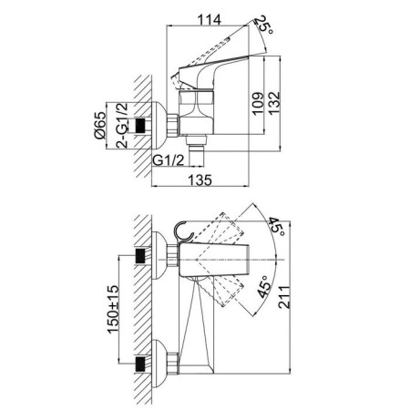 Shower mixer D&K RHEIN HERTZ DA1293101, single -leaf, chrome-1