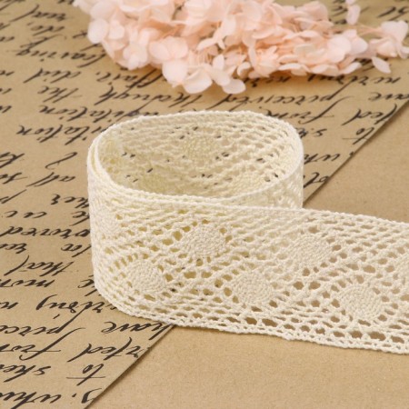 Knitted lace, 50 mm × 10 ± 1 m, beige color-2