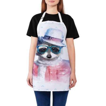 Apron kitchen with a photo print "Stylish raccoon", adjustable, size OS