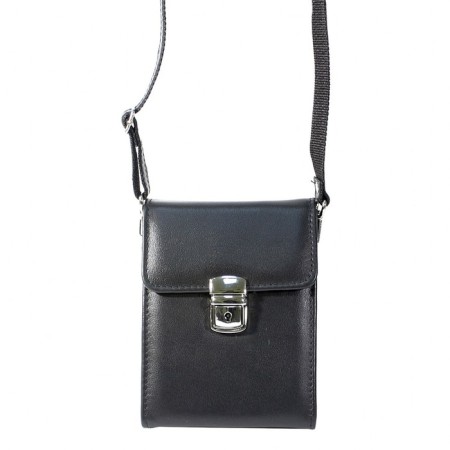 Male bag, 2 departments, with a portfolio lock, black color-1