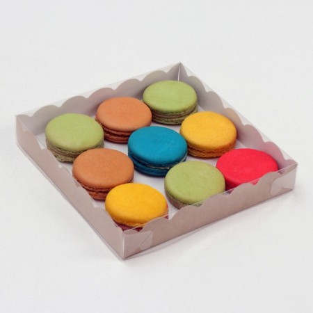 Box for cookies with PVC lid, craft, 18 x 18 x 3 cm