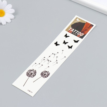 Tattoo on the body black "dandelions and butterflies" 20.8x4.7 cm-1