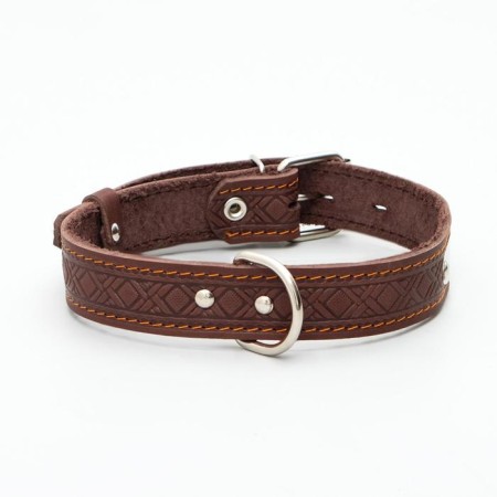 Belly leather embossed single-layer with a plate, 60 x 3 cm, Osh 45-57 cm, brown-1