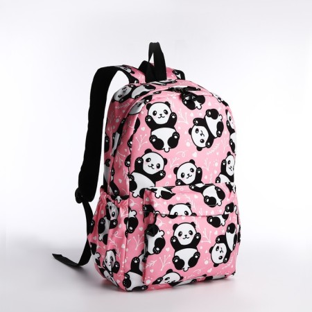 A backpack with a zipper, 3 outer pockets, pink color-2